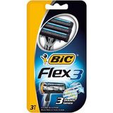 Bic Flex 3 Kullan-At Tıraş Bıçağı 3'lü Blister (3 Bıçak) Erkekler İçin Ergonomik Tasarım