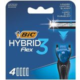 BIC Hybrid 3 Flex 4'lü Yedek Tıraş Bıçağı Kartuşu, 3 Nano Teknolojik Titanyum Bıçak, E Vitaminli Geniş Kayganlaştırıcı Band