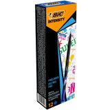 BIC Intensity Fine Liner İnce Uçlu Mavi Keçeli Kalem 12'li Kutu, 0.4 mm İnce Kalınlıkta Uç, Su Bazlı Mürekkep