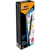 BIC Intensity Fine Liner İnce Uçlu Siyah Keçeli Kalem 12'li Kutu, 0.4 mm İnce Kalınlıkta Uç, Su Bazlı Mürekkep
