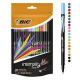 Bic Intensity Fineliner İnce Uçlu Keçeli Kalem 20' Kutu, 20 Canlı Renk, 0.4 mm. Kalınlığı, Metal Korumalı Keçeli Uç
