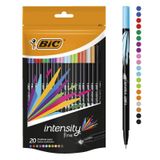 BIC Intensity Fineliner İnce Uçlu Keçeli Kalem 20'li Kutu, 20 Canlı Renk, 0.4 mm. Çizgi Kalınlığı, Metal Korumalı Keçeli Uç