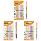 BIC Intensity Highlighter Grip Pastel Marker Fosforlu Kalem 6'lı Blister, Su Bazlı Mürekkep, 6 Pastel Renk, Kauçuk Tutaçlı 3lü paket