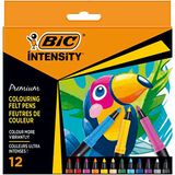 BIC Intensity Premium Keçeli Boya Kalemi 12 Renk, 0.73mm Keçeli Kalem Ucu, Aşınmaya Dayanıklı Uç, Yetişkin Boyama için İdeal