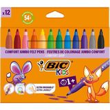 Bic Keçeli Kalem Comfort Jumbo 12 Renk Renkli 517250 Ultra Yıkanabilir Çocuklar İçin