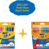Bic Kids 12 Li Keçeli Boya Kalemi+12 Li Plastidecor Silinebilir Mum Pastel Boya