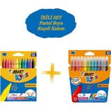Bic Kids 12'li Keçeli Boya Kalemi ve 12'li Plastidecor Silinebilir Mum Pastel Boya Seti