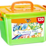 BIC Kids Boyama Seti - Çeşitli ve Canlı Renklerde 120 adet Boyama Kalemli Büyük Kutu, 60 Adet Keçeli Kalem ve 60 Adet Kuru Boya Kalemi