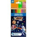 BIC Kids Cosmo Kuru Boya Kalemi 12 Renk, 6 Standart Renk, 3 Metalik Renk, 3 Neon Renk, Kıymık Oluşturmaz, Çiğnemeye Karşı Dayanıklı, Kolay Açılır
