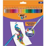 BIC Kids Evolution Illusion, 24 silinebilir renkli kalem, silgi dahil, farklı renkler, her biri 24'lü set