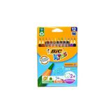 Bic Kids Evolution Triangle Üçgen Jumbo Kuru Boya Kalemi, 12'li Set, Karışık Renkler