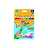 Bic Kids Evolution Üçgen Jumbo Kuru Boya Kalemi, 12+1 Renk Seti