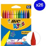 Bic Kids Plastidecor Silindir Mum Boya Kalemi 12 Renk 26 Adet