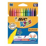 Bic Kids Plastidecor Silinebilir Pastel Boya, 12 Renk, Çocuklar İçin