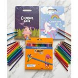 Bic Kids Tropicolors 24’lü Kuru Boya Kalemi Seti - 2 Adet Kapaklı ve Kulplu Boyama Defteri Hediyeli - Lacivert