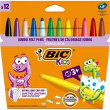 Bic Kids Visa Color XL 12 Renk Yıkanabilir Keçeli Kalem Jumbo Boya Kalemi 3-6 Yaş Arası Çocuklar İçin