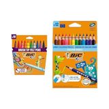 BIC Kids Visaquarelle Fırça Uçlu Boya ve Evolution Jumbo Kuru Boya Seti (10'lu + 12'li)