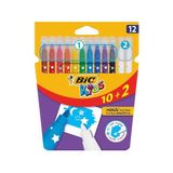 Bic Magic Silinebilir Keçeli Kalem 10+2 Renkli İkili Paket 3-6 Yaş Çocuklar İçin Eğlenceli