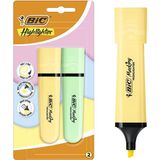 Bic Marking Flat Fosforlu Kalem Seti 2 Adet Pastel Sarı ve Yeşil Hızlı Kuruyan Kalemler