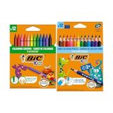 BIC Plastidecor Pastel Boya ve Evolution Jumbo Kuru Boya Seti (12'li + 12'li)