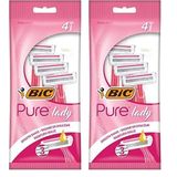 BIC Pure Lady Kadın Tıraş Bıçağı 4'lü Poşet (3 Bıçak), Aloe Vera ile Zenginleştirilmiş Kayganlaştırıcı Jel Şerit 2li paket