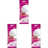 BIC Twin Lady Sensitive Shaver 5'li Kadın Tıraş Bıçağı, 2 Bıçaklı Kullan At Tıraş Bıçağı, 2 Paslanmaz Çelik Bıçak 3lü paket
