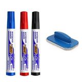 Bic Velleda 1 Siyah 1 Kırmızı 1 Mavi Beyaz Tahta Kalemi + Silgi
