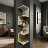 Bicabin Bicabin Dekoratif Ahşap Modern Zigzag Köşe Duvar Rafı Organizer