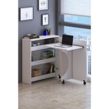 Bicabin Diamond Multi Fonksiyonlu Katlanabilir Raflı Dolaplı Akıllı Çalışma Masası - 90 x 80 cm - Beyaz