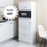 Bicabin MDF Mikrodalga Fırın Bölmeli Çekmeceli Çok Amaçlı Mutfak Dolabı - Beyaz