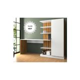 Bicabin MDF Narin Raflı Kitaplıklı Kapaklı Dolaplı Çalışma Masası -Atlantik Çam /Beyaz (Dolap Sağ)