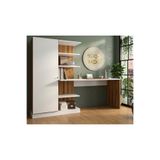 Bicabin MDF Narin Raflı Kitaplıklı Kapaklı Dolaplı Çalışma Masası -Atlantik Çam/Beyaz (Dolap Sol)