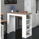 Bicabin Tekila Raflı Bar Masası, Beyaz Ceviz