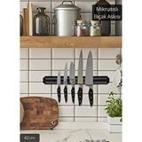Bıçak Mıknatısı Askısı 62 Cm Kalın Duvar Standı Çelik Bıçak Tutucu Siyah