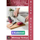 #Bıçakbileyici Ergonomik Tutuş Kaymaz Taban İnce Kaba Bileme 2 Kademeli Katlanabilir Bıçak Bileyici