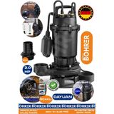 Bıçaklı Alman 1.5 Kw 2.0 Hp 220V Ultra Kalite Demir Drenaj Logar Pis Su Parçalayıcılı Çelik Gövde Dalgıç Tahliye Pompası | 20 Derinlik -200M Yatay | 2" Su Çıkış Ağzı