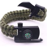 Bıçaklı Paracord Paraşüt Ipi Bileklik - Ateş Başlatıcı- Düdük - Pusula (Haki)