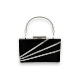 Biçanta Siyah Renk Saten Kristal Taşlı Abiye Çanta Gece Çantası Kına Gelin Mezuniyet Çantası Clutch Portföy