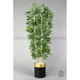 Biçiçek Yapay Bambu Ağacı 140CM Siyah Gold Metal Saksıda