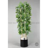 Biçiçek Yapay Bambu Ağacı 140Cm Siyah Gümüş Metal Saksıda