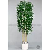 Biçiçek Yapay Bambu Ağacı 170Cm Krem Silver Metal Saksıda