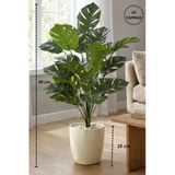 Biçiçek Yapay Çiçek Salon Bitkisi Monstera Deve Tabanı Kırıkbeyaz Renk Yalı Saksıda