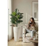 Biçiçek Yapay Monstera Deve Tabani Bitkisi 130 Cm Beyaz Lilyum Saksıda