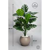 Biçiçek Yapay Monstera Deve Tabani Bitkisi 65 Cm Mocha Küre Saksıda