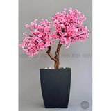 Biçiçek Yapay Pembe Sakura Ağacı 100 Cm Bahar Dalı Antresit Kare Saksıda