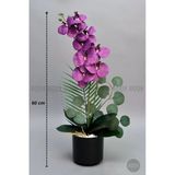 Biçiçek Yapay Phalaenopsis Mor Orkide 60 Cm