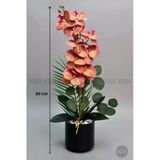 Biçiçek Yapay Phalaenopsis Turuncu Benekli Orkide 60 Cm