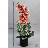 Biçiçek Yapay Phalaenopsis Turuncu Orkide 60 Cm