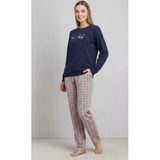 Bicomi %100 Pamuklu Uzun Kol Sweatshirt Ve Ekose Pantolon Pijama Takımı