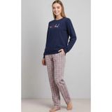 Biçomi Bicomi %100 Pamuklu Uzun Kol Sweatshirt ve Ekose Pantolon Pijama Takımı